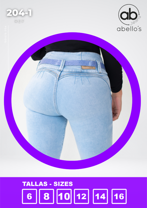 Jeans Mujer Levanta Cola Azul Claro Casual Ref.1030B